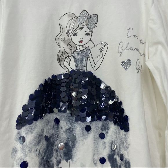 OVS LS Top I’m a Glamour Girl with Sequin size 7/8 - Picture 2 of 9